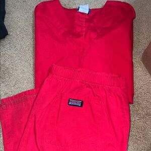 Cherokee Vivid Red Scrub Set Medium